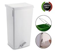 Pattumiera Bidone con Pedale Grande Cestino dei Rifiuti Bianco + Reggisacco 60 L