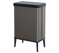 Curver Keter Verto, Pattumiera Raccolta Differenzata, Coperchio a Pressione, Doppio Scomparto, Design Elegante, Riciclabile, Ideale per Bagno, Soggiorno o Ufficio, Capacità 54 Litri, Grigio Perlato