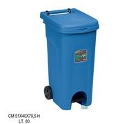 PATTUMIERA BIDONE PORTARIFIUTI URBAN ECO SYSTEM LT. 80 BLU CON PEDALE E RUOTE
