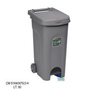 PATTUMIERA BIDONE PORTARIFIUTI URBAN ECO SYSTEM LT. 80 SILVER CON PEDALE E RUOTE