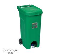 PATTUMIERA BIDONE PORTARIFIUTI URBAN ECO SYSTEM LT. 80 VERDE CON PEDALE E RUOTE