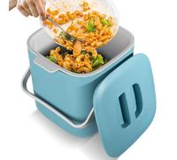 Pattumiera biologica da cucina, 4 l, biometrica per rifiuti biologici, biometrici con coperchio, inodore, inserto interno rimovibile, facile da pulire (azzurro)