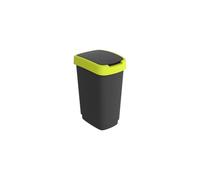 Pattumiera 25LT in PPL Nero/Verde Lime con coperchio basculante Rotho