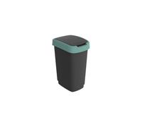 Pattumiera 25LT in PPL Nero/Verde scuro con coperchio basculante Rotho