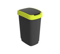 Pattumiera 50LT in PPL Nero/verde lime coperchio basculante Rotho
