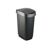 Pattumiera con coperchio basculante - 40,1x29,1x60,2 cm - PPL - 50 L - nero/grigio - Rotho