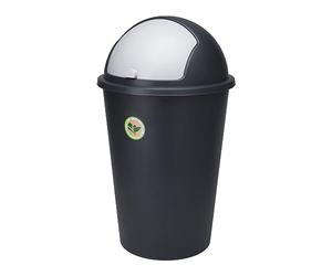 Pattumiera con coperchio basculante, 50 l, in plastica riciclata al 90%, colore antracite, coperchio scorrevole rimovibile, lavabile