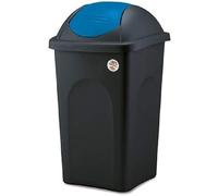 Pattumiera con coperchio basculante 60 lt Nero/blu bidone contenitore raccolta i