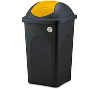 Pattumiera con coperchio basculante 60 lt Nero/giallo bidone contenitore raccolt