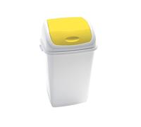 Pattumiera con coperchio basculante Rif - 44x33x68 cm - 50 L - bianco/giallo - M