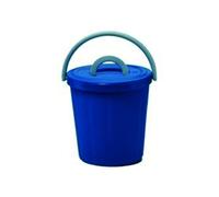 Pattumiera con coperchio lt.15 - Ø cm.32x32h., colore blu