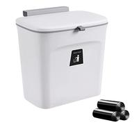 Pattumiera con Coperchio, Pattumiera a Parete in Plastica, Pattumiera da Appendere, Cestino da Cucina 2 in 1 con Coperchio Scorrevole, per Ante Di Cucine, Automobili, Bagni, Uffici (Bianco, 7L)