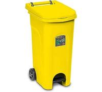 cosedacasa Pattumiera contenitori bidoni Raccolta Differenziata per pub bar ristoranti casa giardino 80 litri carrellati con ruote forti resistenti interamente prodotti in Italia (Giallo)