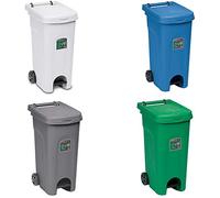 Pattumiera contenitori bidoni Raccolta Differenziata Set 4Pz pub bar ristoranti casa giardino 80 litri carrellati con ruote forti resistenti interamente prodotti in Italia