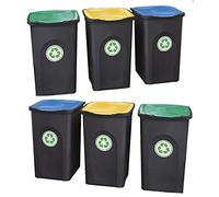 Pattumiera contenitori set 6 bidoni Raccolta Differenziata pub bar ristoranti casa giardino 50 litri forti resistenti interamente prodotti in Italia