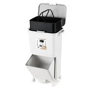 Pattumiera Cucina con Pedale e Ruote, 1 secchio interno, 45L, 2 strati | plastica PP, coperchio a pressione, ruote bloccabili, separazione umido e secco, per immondizia, per il riciclo