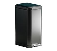 Pattumiera da 7/9/13/15/16/18/20 litri, sottile, con secchio rimovibile e manico, in acciaio inox spazzolato, chiusura silenziosa, pattumiera da bagno a pedale (nero opaco, 9 L)
