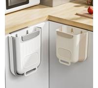 Pattumiera da appendere da cucina con design pieghevole salvaspazio, grande capacità e raschietto integrato per migliorare la pulizia e la praticità della cucina (bianco)