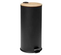 Pattumiera da bagno con secchio a pedale da 20 litri con coperchio in bambù nero
