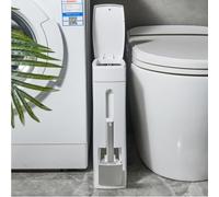 Pattumiera da bagno da 4,5 L con coperchio - Pop-Up cestino di plastica con scopino per WC - A tenuta di odore per bagno, cucina, ufficio, soggiorno, WC in bianco