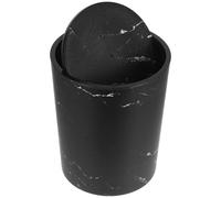 Pattumiera da Bagno Nera in Plastica, Coperchio a Ribalta, Grande | Design Moderno e Raffinato, Anello Ferma Sacco, per Cucina e Bagno, Soluzione Pratica Contro gli Odori