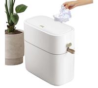 Pattumiera da bagno - Pattumiera stretta con coperchio, pattumiera salvaspazio per piccoli ambienti, rettangolare da 8 litri con meccanismo di apertura leggero per cucina, WC e camera da letto