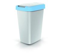 Pattumiera da cucina, 25 l, in plastica, con coperchio e doppia funzione, con scomparto che si apre in due modi, per il riciclaggio e la differenziazione dei rifiuti facile, blu