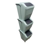 Pattumiera da cucina 3 scomparti per Raccolta Differenziata 25Litri sottolavello Moderna elegante verde salvia sovrapponibili modulabili componibili contenitori rifiuti bidoni capienti cm H38xL30xP38