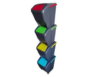 Pattumiera da cucina 4 scomparti per Raccolta Differenziata 100 Litri sottolavello Moderna elegante antracite sovrapponibili modulabili componibili contenitori rifiuti bidoni capienti cm H38xL30xP38