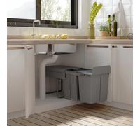 Pattumiera da cucina Homcom con 3 contenitori per il riciclaggio 48X34,2X41,8 cm Grigio