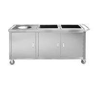 Pattumiera da cucina in acciaio inox estraibile con ruote e maniglia, ampio spazio per isola e terrazza (140 x 60 cm)