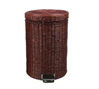 Pattumiera da cucina Pattumiera creativa in rattan naturale lento a pedale silenzioso con coperchio Pattumiera per rifiuti in stile nordico alla moda rurale (marrone, 5L)