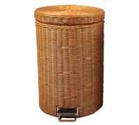 Pattumiera da cucina Pattumiera creativa in rattan naturale lento a pedale silenzioso con coperchio Pattumiera per rifiuti in stile scandinavo alla moda rurale (Gelb, 8L)