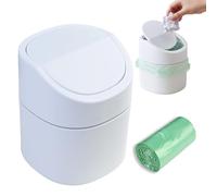 Pattumiera da Tavolo con Coperchio Mini Cestino da Scrivania 2L Cestino Ufficio con 1 Rotoli di Sacchi della Spazzaturaper, per Camere da Letto, Sale da Pranzo, Cucina, Bagni, Auto, Uffici Ecc