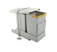 Pattumiera Differenziata 2 Contenitori per Mobili Cucina 14L Estrazione Automatica Emuca Grigia