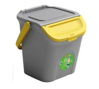 Pattumiera 28L Stefanplast secchio con manico e coperchio giallo sovrapponibile