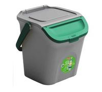 Pattumiera 28L Stefanplast secchio con manico e coperchio verde sovrapponibile c
