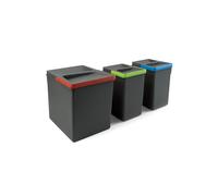 Pattumiera Differenziata 3 Contenitori H26,6 cm in Plastica Emuca Grigio Antracite