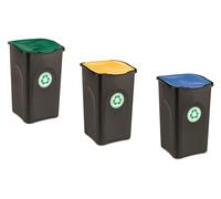 STEFANPLAST PF70693 Set 3 Pattumiera Recycling ECOGREEN Colori assortiti 50L