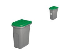 Pattumiera Ecosystem 15 Litri Coperchio Verde Grigio Stefanplast