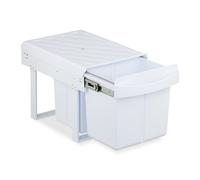 Relaxdays Pattumiera Estraibile Sottolavello, Cesto Raccolta Differenziata 3 Scomparti 15L e 8L, 34,6x34x51,8 cm, Bianco, Acciaio, Plastica
