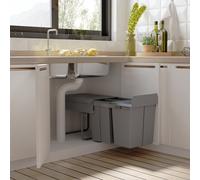 Pattumiera Estraibile da 40L con 3 Contenitori per Raccolta Differenziata, 48x34,2x41,8 cm, Grigio