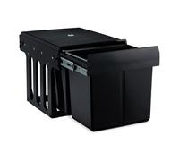 Relaxdays Pattumiera Estraibile con 2 Secchi, Bidoni Raccolta Differenziata Sotto Lavello, 2x15 L, 35,1x34,3x48 cm, Nero