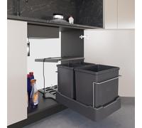 Pattumiera Estraibile Inoxa 97DE/4 a 3 Secchi di cui 1 da 17 Lt e 2 da 8 Lt con Coperchio Basculante