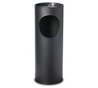 Pattumiera Gettacarte Ø24,3xh66,5 cm con Posacenere In Acciaio Verniciato Nero