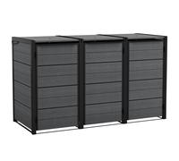 Pattumiera Hide Away | 720 litri flessibile espandibile | telaio in acciaio | con molle a gas | antracite | effetto legno naturale | resistente alle intemperie e senza manutenzione | ventilato