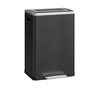 HOMCOM Bidone Immondizia a 2 Sezioni da 20L con Coperchio Silenzioso, in Acciaio Inox e PP, 40x34.8x59 cm, Nero Aosom Italy