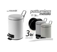 PATTUMIERA IN METALLO 3 LT TONDA DECORO HAMMER 17X26 CM COLORI ASSORTITI 747656