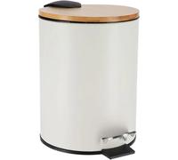 Pattumiera in metallo con autunno imbottito Coperchio in bambù 3 L, cestino con piccolo pedale per bagno - Tendance