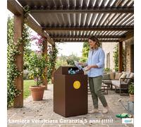 Pattumiera, Mobiletto per raccolta differenziata in acciaio 1 scomparti da 100L Dimensioni 48x48xh 96 cm 1 scomparti da 100 litri totali, 4 Etichette colore Corten corten
